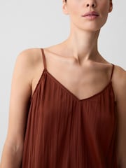 Gap Brown Pleated Satin Camisole - Image 4 of 5