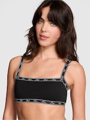 Zwart - Victoria's Secret PINK katoenen bralette met logo - Image 1 of 3