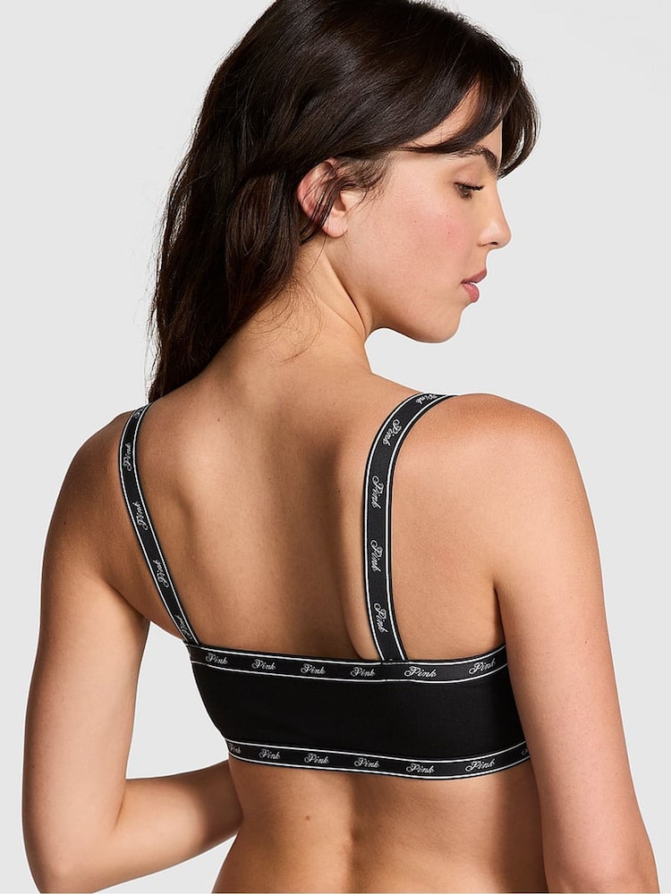Zwart - Victoria's Secret PINK katoenen bralette met logo - Image 2 of 3