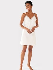 Chelsea Peers Cream Satin Lace Trim Slip Nightdress - Image 1 of 5