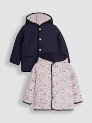 JoJo Maman Bébé Navy Reversible Quilted Jacket - Image 1 of 7