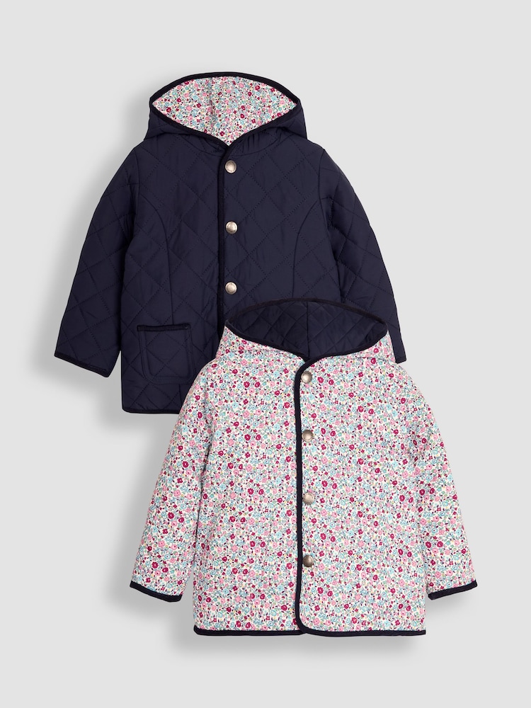 JoJo Maman Bébé Navy Reversible Quilted Jacket - Image 1 of 7