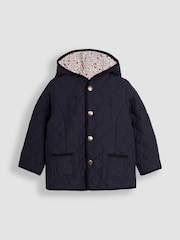 JoJo Maman Bébé Navy Reversible Quilted Jacket - Image 2 of 7