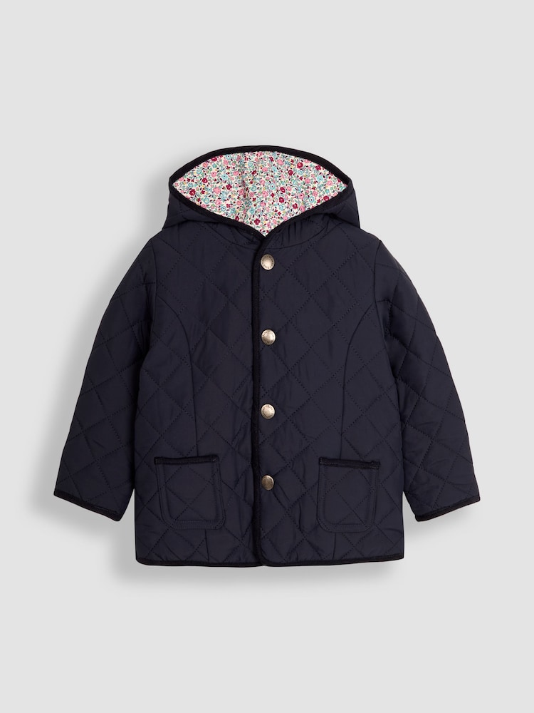 JoJo Maman Bébé Navy Reversible Quilted Jacket - Image 2 of 7