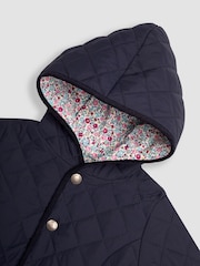 JoJo Maman Bébé Navy Reversible Quilted Jacket - Image 6 of 7