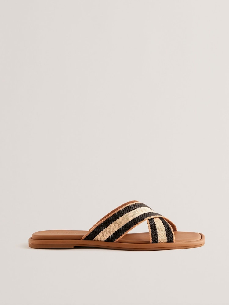 Ted Baker Brown Ashika Webbing Flat Sandals - Image 1 of 4