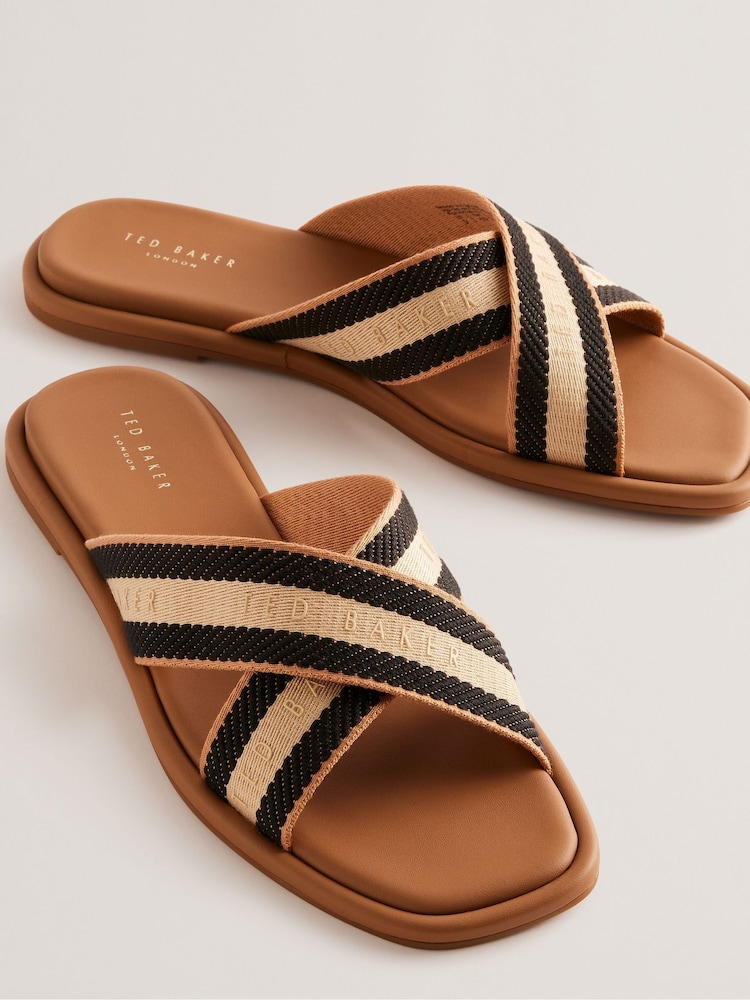 Ted Baker Brown Ashika Webbing Flat Sandals - Image 2 of 4