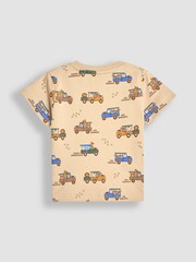 JoJo Maman Bébé Mocha Safari Vehicles Print & Stripe 2-Pack Pocket T-Shirts - Image 3 of 6
