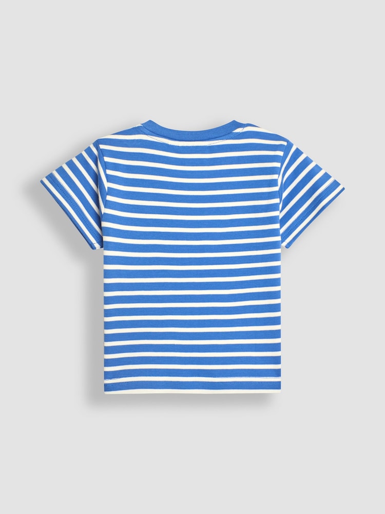 JoJo Maman Bébé Mocha Safari Vehicles Print & Stripe 2-Pack Pocket T-Shirts - Image 6 of 6