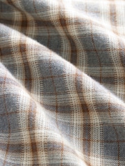 Grey 100% Cotton Signature Brushed Flannel Check Long Sleeve Oxford Shirt - Image 8 of 8
