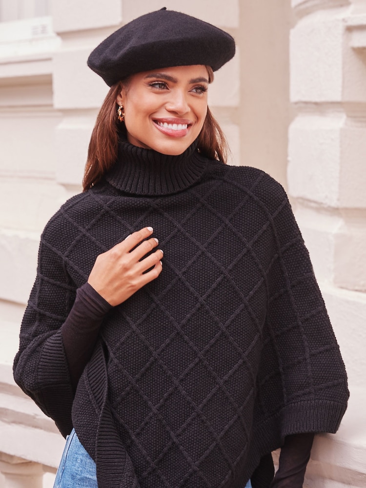 Lipsy Black Beret Woolen Hat - Image 2 of 2