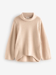 White Ecru Relaxed Fit Oversized Premium Knitted Jumper with Cashmere - Image 6 of 8
