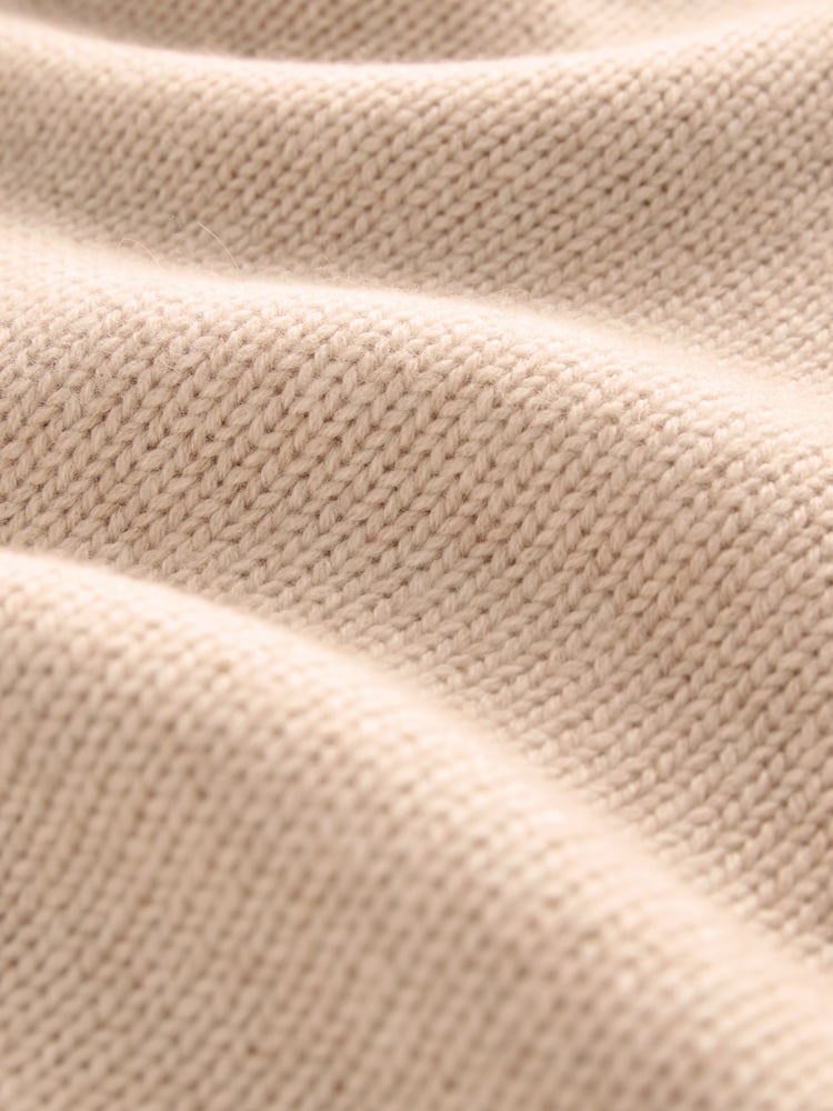 White Ecru Relaxed Fit Oversized Premium Knitted Jumper with Cashmere - Image 8 of 8