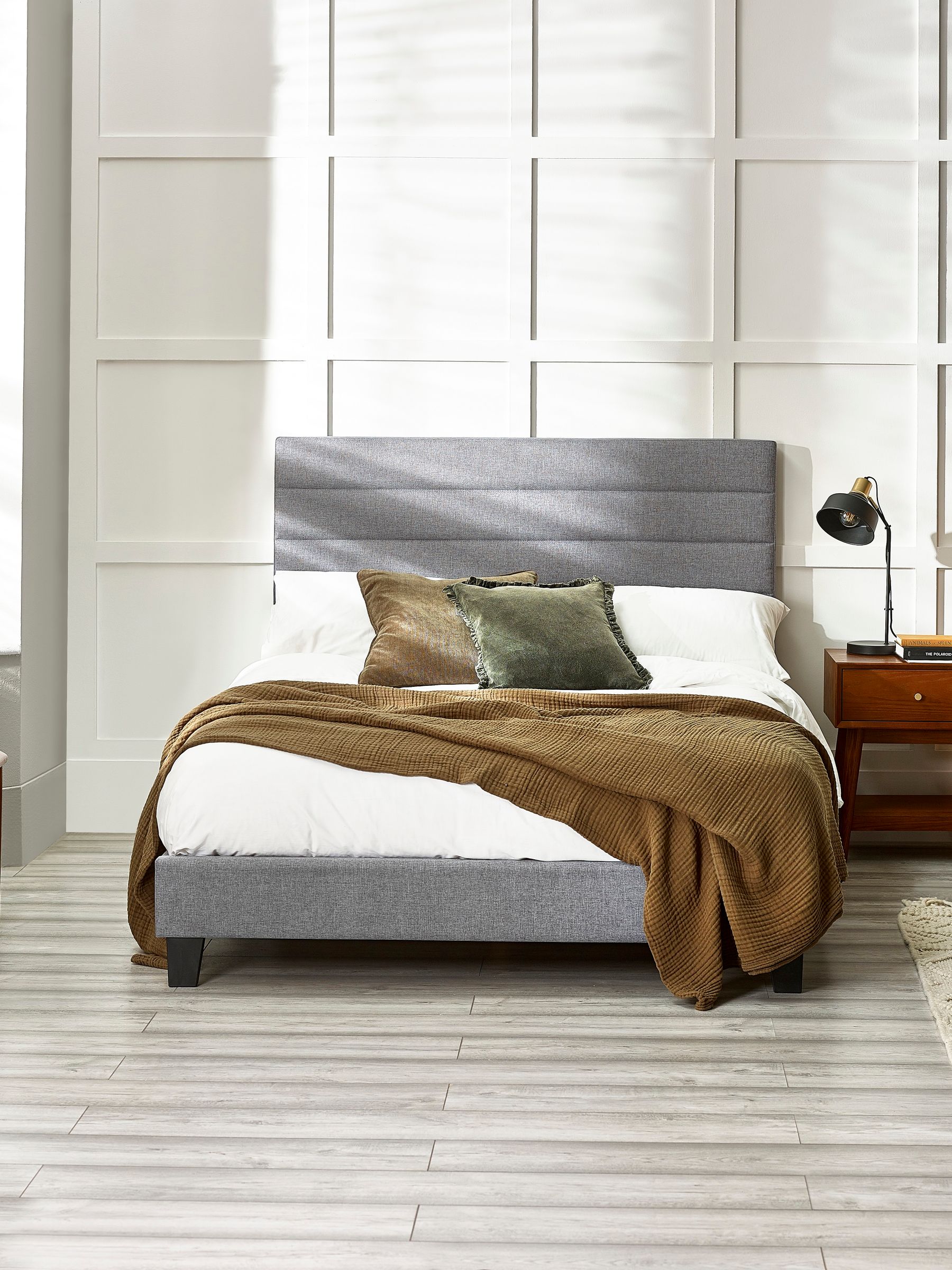 Julian Bowen Merida 150cm Bed Frame - Grey Linen Horizontal Tufted Headboard - Image 6