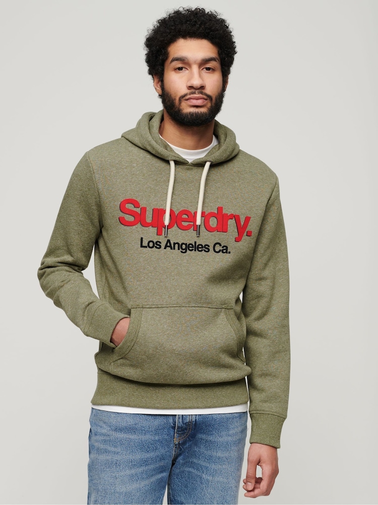Superdry Green Core Logo Classic Hoodie - Image 1 of 7