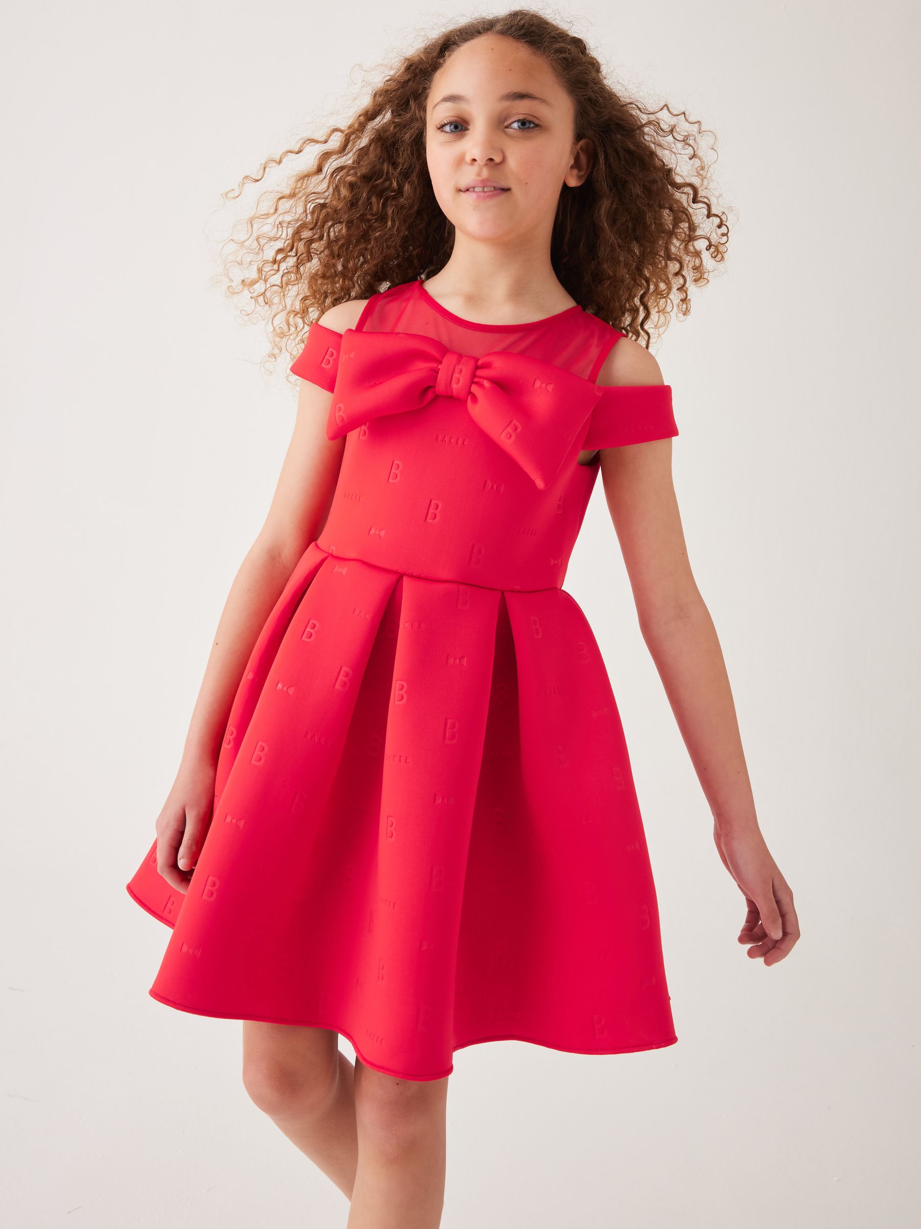 Buy Baker by Ted Baker Red Bow Mesh Scuba Dress from Next Luxembourg