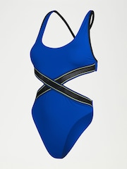 Speedo Blue Womens Convertible Cut Out 1 Piece Swimsuit - Image 6 of 6