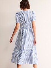 Boden Blue Stripe Eve Midi 100% Linen Dress - Image 3 of 6
