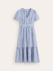 Boden Blue Stripe Eve Midi 100% Linen Dress - Image 6 of 6