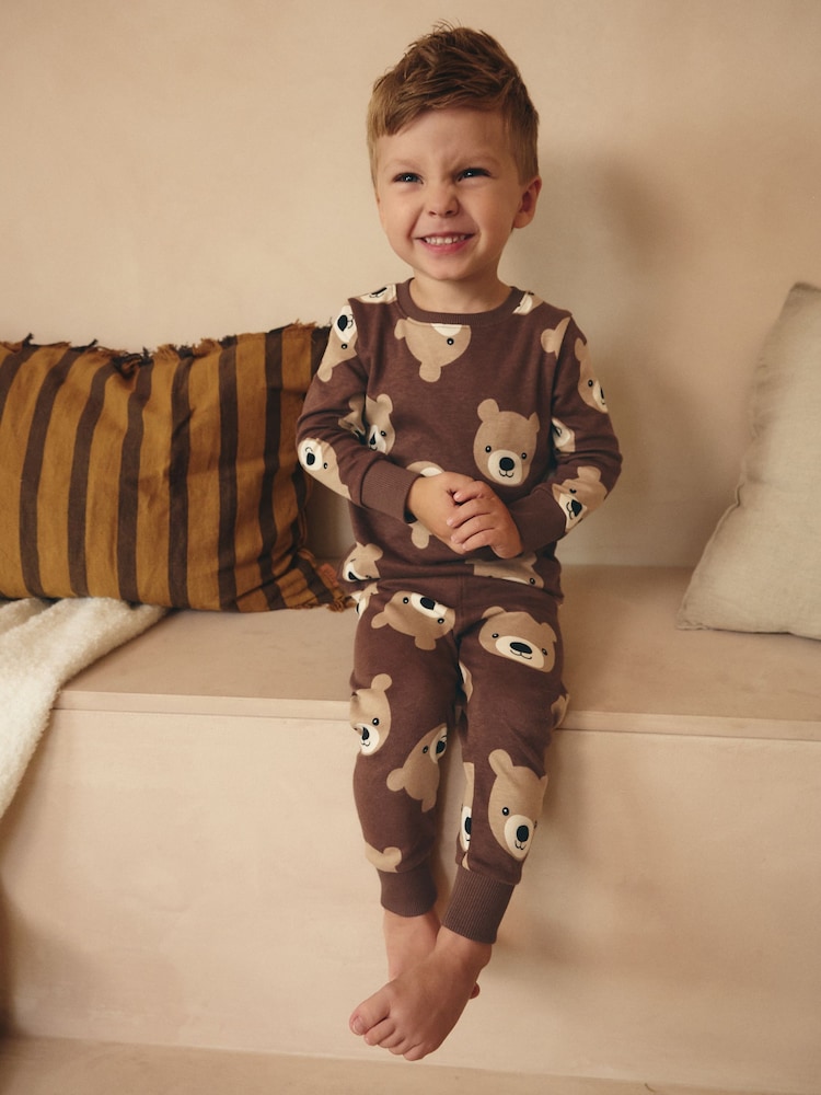 Brown/Cream 3 Pack Snuggle Pyjamas (9mths-6yrs) - Image 4 of 11