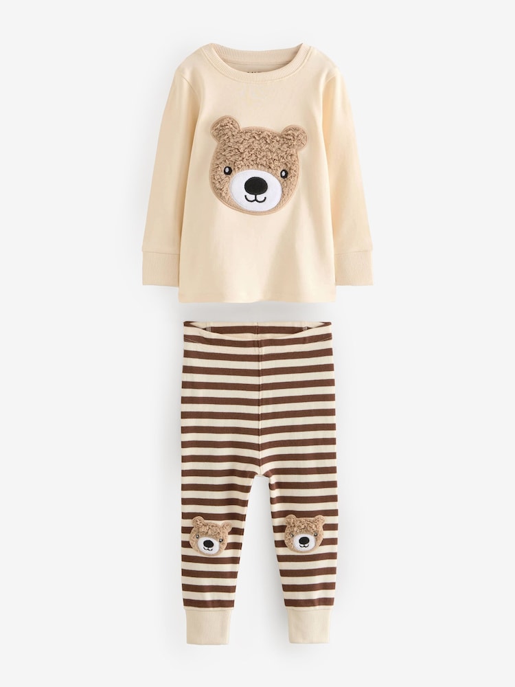 Brown/Cream 3 Pack Snuggle Pyjamas (9mths-6yrs) - Image 7 of 11
