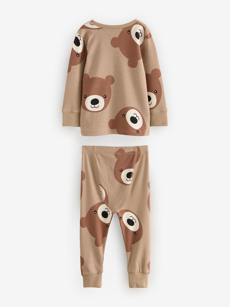 Brown/Cream 3 Pack Snuggle Pyjamas (9mths-6yrs) - Image 8 of 11