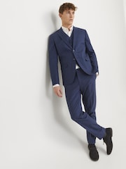 JACK & JONES Blue Linen Blend Slim Fit Trousers - Image 1 of 5