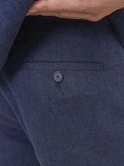 JACK & JONES Blue Linen Blend Slim Fit Trousers - Image 3 of 5