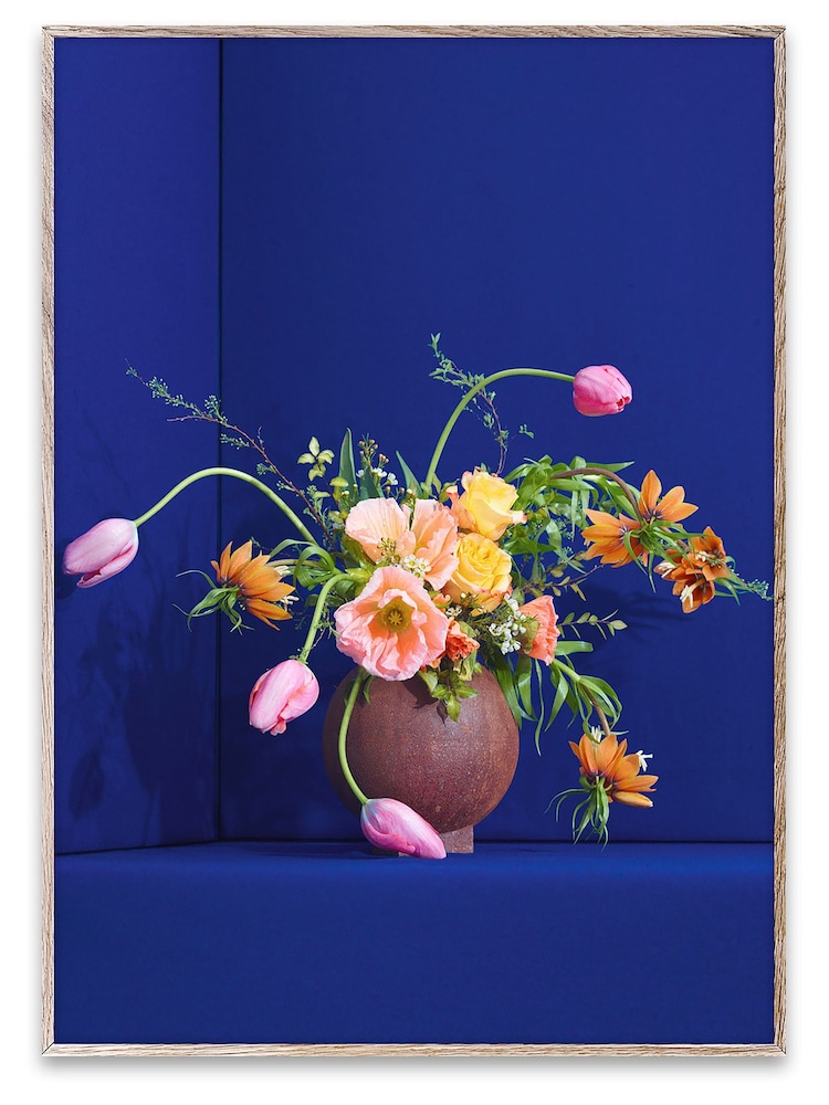 Paper Collective Blue Blomst 01 Framed Wall Art Print in Natural Oak Frame - Image 1 of 3 Paper Collective Blue Blomst 01 Framed Wall Art Print in Natural Oak Frame - Image 1 of 3