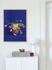 Paper Collective Blue Blomst 01 Framed Wall Art Print in Natural Oak Frame - Image 2 of 3