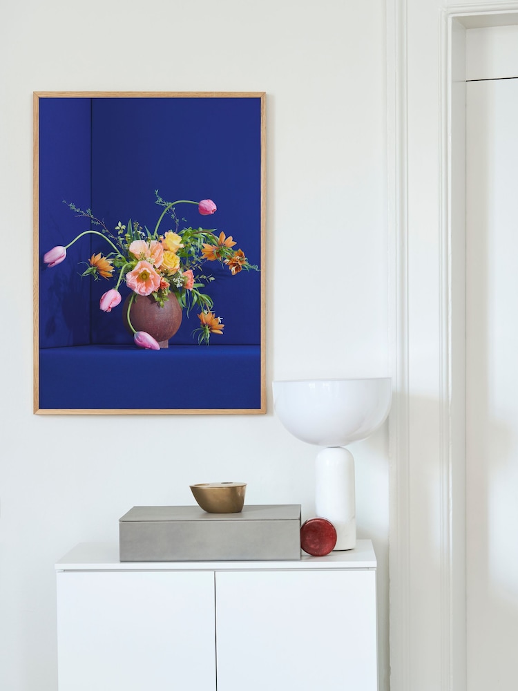 Paper Collective Blue Blomst 01 Framed Wall Art Print in Natural Oak Frame - Image 2 of 3