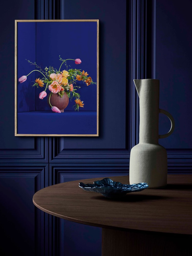 Paper Collective Blue Blomst 01 Framed Wall Art Print in Natural Oak Frame - Image 3 of 3