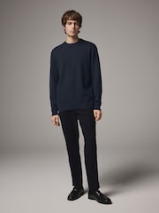 Navy Blue Regular Fit Cotton Rich Crew Jumper - Image 2 of 7