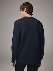 Navy Blue Regular Fit Cotton Rich Crew Jumper - Image 3 of 7