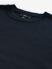 Navy Blue Regular Fit Cotton Rich Crew Jumper - Image 7 of 7