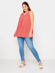 Yours Curve Pink Broderie Pleated Swing Vest - Image 2 of 5
