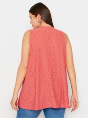 Yours Curve Pink Broderie Pleated Swing Vest - Image 3 of 5