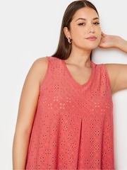 Yours Curve Pink Broderie Pleated Swing Vest - Image 4 of 5