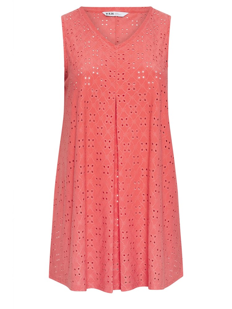 Yours Curve Pink Broderie Pleated Swing Vest - Image 5 of 5