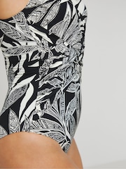 Simply Be Black Print Magisculpt Lose Up To An Inch Swimsuit - Image 4 of 4