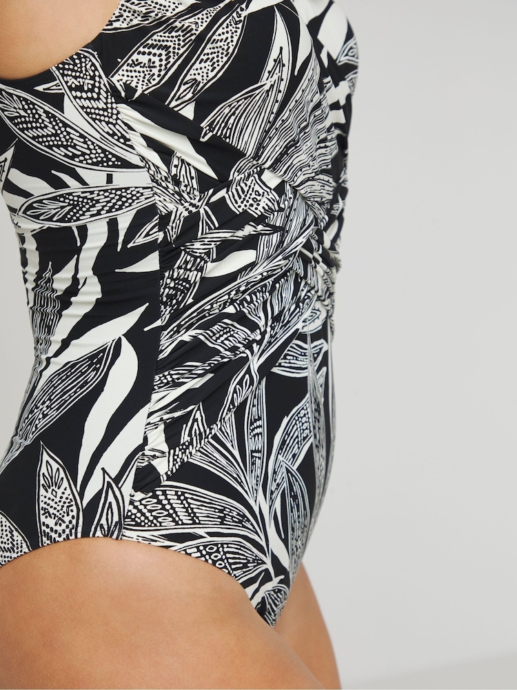Simply Be Black Print Magisculpt Lose Up To An Inch Swimsuit - Image 4 of 4