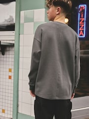 Grey 100% Cotton Utility Textured Long Sleeve T-Shirt (3-16yrs) - Image 3 of 8