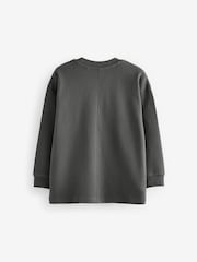 Grey 100% Cotton Utility Textured Long Sleeve T-Shirt (3-16yrs) - Image 5 of 8