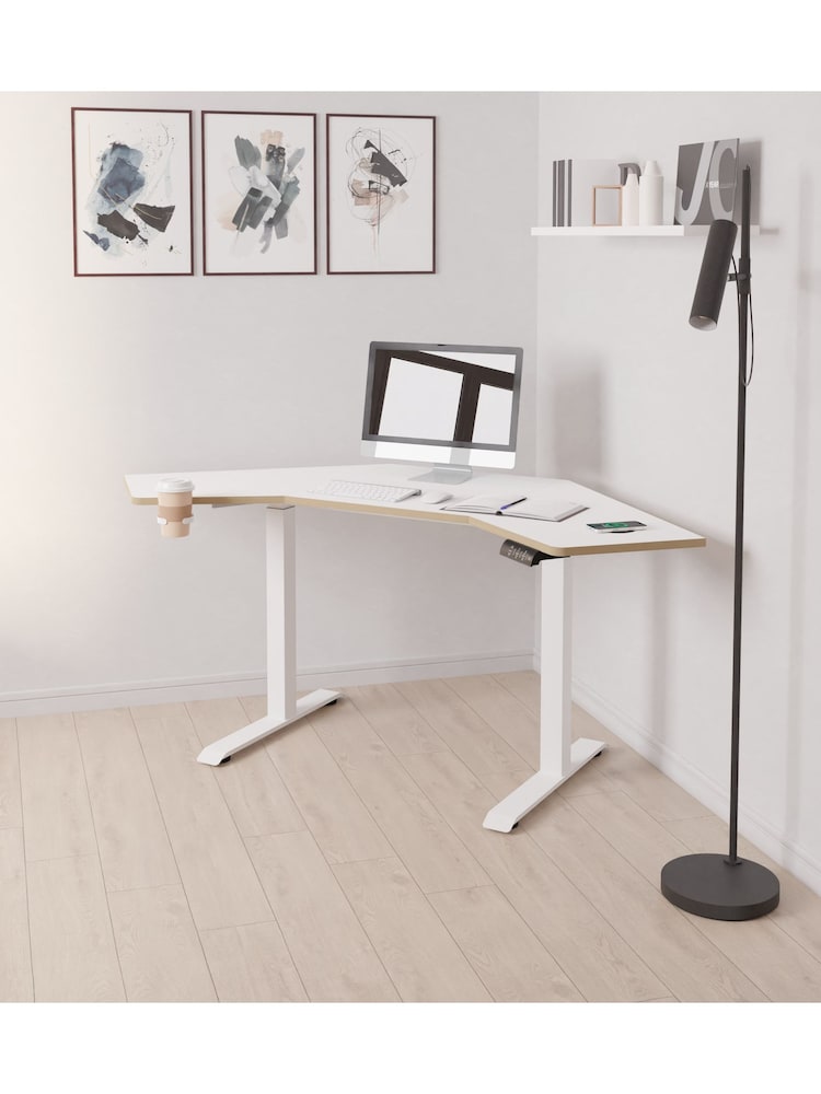 Koble White Gino Corner Height Adjustable Desk - Image 1 of 6