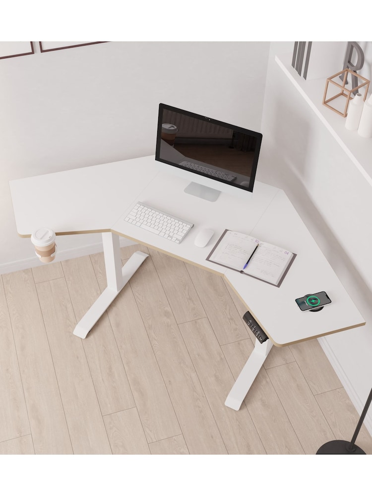 Koble White Gino Corner Height Adjustable Desk - Image 6 of 6