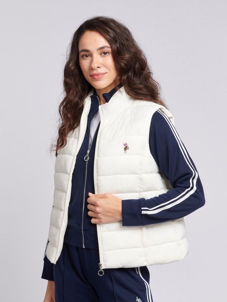 Белый - U.S. Polo Assn. Lightweight Womens Puffer Gilet - Image 1 of 7