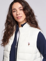 Белый - U.S. Polo Assn. Lightweight Womens Puffer Gilet - Image 4 of 7