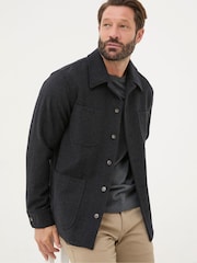 FatFace Dark Grey Wool Check Worker Jacket - Image 2 of 7