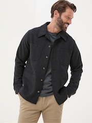 FatFace Dark Grey Wool Check Worker Jacket - Image 4 of 7