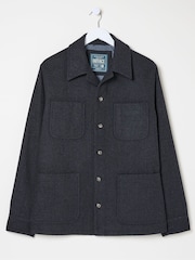 FatFace Dark Grey Wool Check Worker Jacket - Image 7 of 7